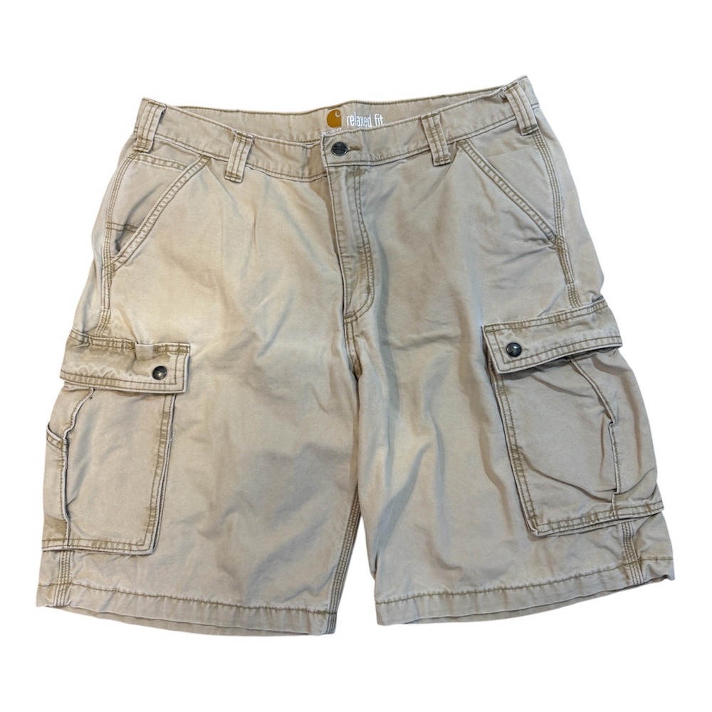 Carhartt Cargo Shorts Khaki 38 Mens Relaxed Fit Cotton Canvas Workwear